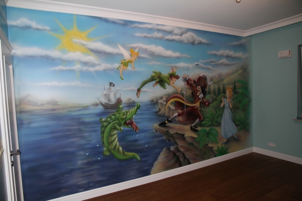 artystyczne malowanie obrazu na ścianie 3D w pokoju chłopca